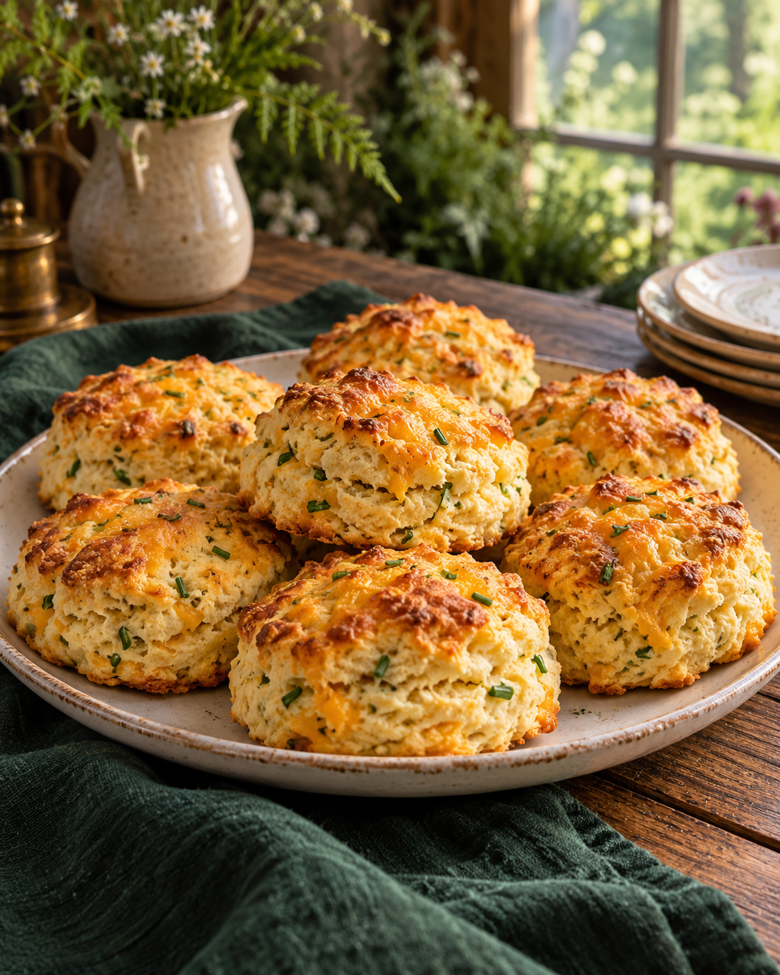 Golden cheddar and chive cottage scones